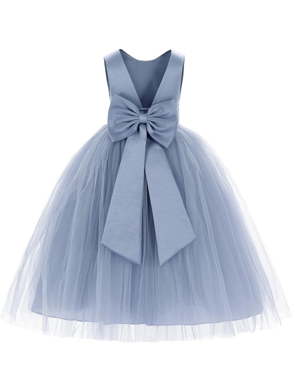 Light Blue Tulle Flower Girl Dress with Bow